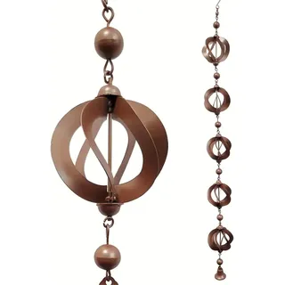 Regenkette aus Metall für die Dachrinne, 108 cm, Regenspiel, Hängendes Regenspiel, Gartendekoration, Regenfängerkette, Retro-Windspiel