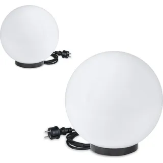 Kugelleuchten 2er Set 20/30cm weiß E27 inkl. 3m Anschlußkabel Kugellampen Terrassenleuchte - Weiß