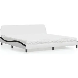 vidaXL Bett mit Matratze "Dover" Weiß und Schwarz 200x200 cm Kunstleder - Weiß