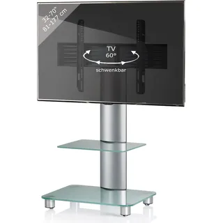 VCM TV-Rack 60 x 100 x 44 cm Silber/Transparent Aluminium/Glas