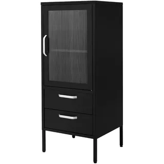 Ml-Design Vitrinenschrank Schwarz 42/40/102 cm , Metall , Rechteckig , 40x102x42 cm , Esszimmer, Vitrinen, Vitrinenschränke