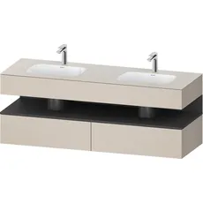 Duravit Qatego Einbauwaschtisch mit Konsolenwaschtischunterbau, 1600x550x600mm, Nische Graphit Matt, Doppelwaschtisch, QA4797049, Farbe: Taupe Matt/mit Nischenbeleuchtung