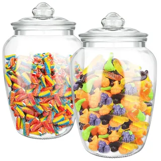 YEXEXINM 2 Pcs 2200ml Glas Süßigkeiten-Plätzchen-Gläser Mit luftdichten Deckeln, Dekorative Apotheker-Gläser,Buffet-Behälter für Küchenzähler, Klare Lebensmittel-Speicher-Kanister-Candy Bar Behälter