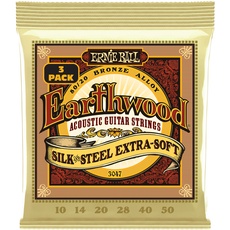 Ernie Ball Earthwood Silk & Steel Extra Soft Akustik-Gitarrensaiten, 80/20-Bronze, 3er-Pack, Stärke 10–50