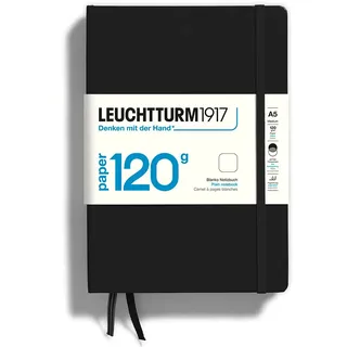 Leuchtturm1917 Notizbuch 120 g/m2 Paper Edition, Hardcover, Medium (A5), Schwarz, blanko
