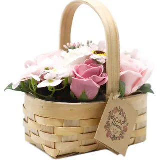 Rosa Seifenstrauß in einem Weidenkorb - Rosa