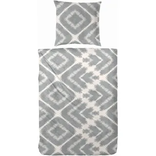 Primera Mako-Satin Bettwäsche Boho grau 135 x 200 cm + 80 x 80 cm