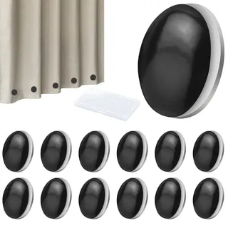 Vorhang Gewichte, 12 Paar Duschvorhang Gewichte, Runde Magnetische Vorhang Gewichte Gardinenbeschwerer Duschvorhang Beschwerer für Gardinen Tischdecken Duschvorhang(Schwarz)