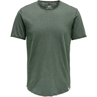 Only & Sons Herren Rundhals T-Shirt ONSBENNE LONGY Regular Fit Castor Gray 22017822 XL