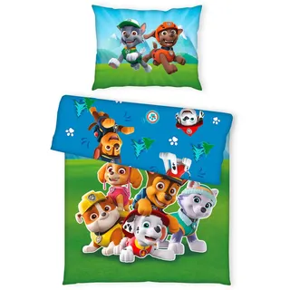 Kinderbettwäsche , Blau, Grün, Pink , Textil , Hund , 140x200 cm , Oeko-Tex® Standard 100 , pflegeleicht, atmungsaktiv, hautfreundlich, schadstoffgeprüft , Heimtextilien, Bettwäsche & Leintücher, Kinderbettwäsche