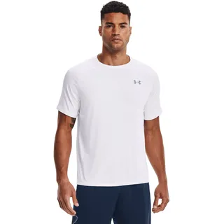 Under Armour Herren Tech atmungsaktives Poloshirt komfortables und kurz rmliges Sportshirt mit loser Passform, White / Graphite Graphite, XXL EU