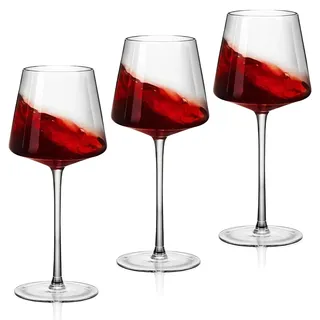 WIYETY 3 Stück Rotweingläser Set, Weingläser Plastik 440ml, Unzerbrechlich Weissweingläser Set, Camping Weingläser, Weinglas Kunststoff für Hochzeit, Geburtstage, Party, Grillabende, Camp