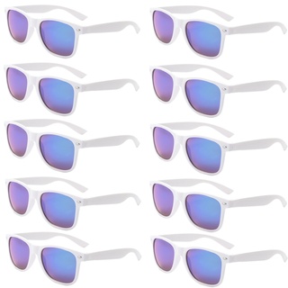 FSMILING 10 Stück Weiße Sonnenbrille Set Festival Sonnenbrille Brille Weiss Verspiegelte Sonnenbrille Party Pack Für Damen Herren Party Brillen Hochzeit Beach Pool Sommer Party