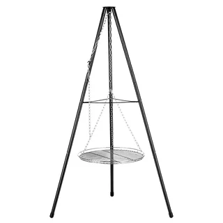 KRAFT&DELE | Grill Dreibein Schwenkgrill, Grillgestell mit Kette, 150 cm hoch, inkl. 46cm Grillrost, inkl. 50 cm Feuerschale, Holzkohlegrill