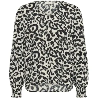 KAFFE Kurzarm-Bluse KAalice 36, White/Black Leopard 36