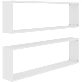 vidaXL Wandregale, 100/15/30 cm, aus Holzwerkstoff, Weiß, 2er-Set , 100x30x15 cm , Wohnzimmer, Regale, Wandregale