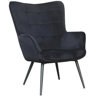 byLIVING Sessel Uta 60 x 97 x 80 cm schwarz mit Hocker