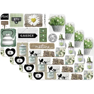 Vénilia Tischsets Garden - 4 Stück - lebensmittelecht - 59102 | Platzsets abwaschbar, Platzdeckchen, Tischunterlage, Tischmatten Esstisch