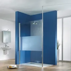 HSK Easy Comfort Walk In Frontelement mit Deckenstütze, Größe: 90,0 x 200,0 cm, Anschlag links, Duschkabinen: Standardfarben: ESG klar mit Edelglas