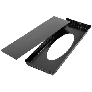 Webake Tarteform Rechteckig Quicheform Obstkuchenform 36 x 15 cm mit entfernbarem Hebeboden aus Stahl in Schwarz Farbe rechteckig Antihaftbeschichtung Tortenform Boden