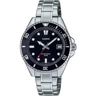 Casio Collection MDV-10D-1A1 Herren-Armbanduhr mit Quarzuhrwerk und Edelstahlgehäuse in Grau und Analog-Anzeige in Schwarz