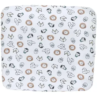 Meyco Baby Animal Wickelauflagenbezug (weich und hautfreundlich, aus 100% Baumwolle, waschbar, einfache Pflege, trocknergeeignet, Größe: 85 x 75 cm), Mehrfarbig
