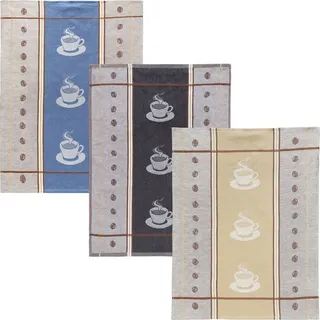 Kracht Geschirrtuch "Espresso" 3er-Pack Halbleinen Kaffee Größe 50x70 cm