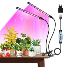 Garpsen Pflanzenlampe Led, Vollspektrum Pflanzenlampe für Zimmerpflanzen, 40 LEDs Pflanzenlicht mit Auto ON & Off Timer 6/12/16H, 5 Helligkeitsstufen(460nm/660nm/3000K)