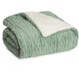 Blumtal Kuscheldecke 220/240 cm, Grün & Beige , Textil , Rechteckig , 220x240 cm , Oeko-Tex® Standard 100 , Heimtextilien, Wohntextilien, Decken, Kuscheldecken