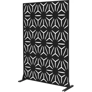 ML-Design Metall-Sichtschutz Torino 120x180 cm, aus Stahl, Raumteiler - 3 Paneele, Trennwand erweiterbar mit Ständer, Paravent freistehend, Deko Sichtschutzwand wetterfest für Garten Balkon Terrasse