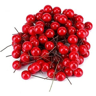 Yosoo Künstliche Rote Kirschen Weihnachten Beere Dekorationen Holly Berry Hängende Ornamente Urlaub Festival Künstliche Früchte Decor DIY Feiertag (200Pcs)