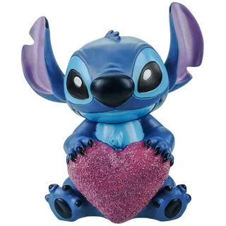 Stitch Gartenfigur mit Herz - Wetterfeste Disney Dekofigur aus Polyresin 23 cm - Liebevolle Deko für Garten, Balkon, Terrasse & Wohnzimmer - Geschenkidee für Disney Fans