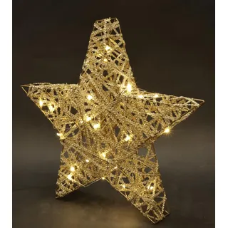 LED Deko Leuchte mit LED in Warmweiß Leuchtstern aus Metall mit Timer Funktion batteriebetrieben 45 cm groß Winter- & Weihnachtsdeko Weihnachtsstern Beleuchtung Stern Sternlampe, Gold klein