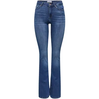 ONLY Damen Onlblush Mid Flared DNM Tai021 Noos Jeans, Dark Blue Denim, L / 32L EU