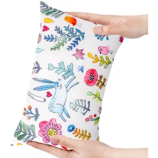 Winmany Kleines Kissen 27,9 x 17,8 cm abnehmbar waschbar Bedruckt Mini-Kissen für Baby Kleinkinder Haustiere Reisen Nacken Lenden und Kniestütze (28x18cm, Kaninchenblume, 1)