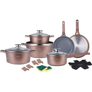 Topfset 19-teilig Swiss Haus-Geneva, Aluminium, 18/20/24/28 cm, Kupfer