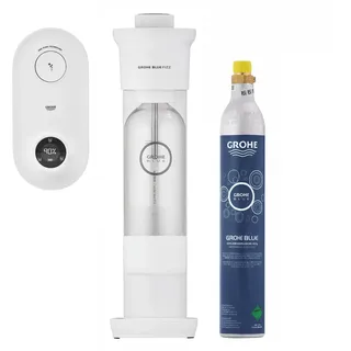 Grohe Wassersprudler Set mit CO2-Füllstandsanzeige + 1x 0,85l Wasserflasche, weiß