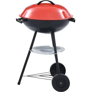 vidaXL Tragbarer Holzkohlegrill XXL mit Rädern 44 cm - Schwarz