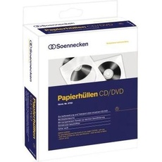 Soennecken CD/DVD-Papierhüllen weiß fuer 1 CD/DVD Lasche+ Fen (CDs, Plattenspieler), CD- & Schallplatten Aufbewahrung, Weiss