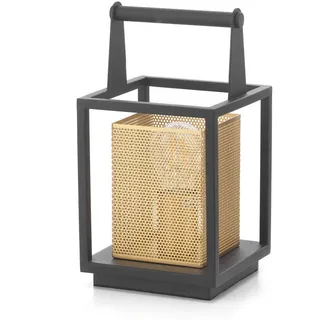Nachttischleuchte , Schwarz, Goldfarben , Metall , 15x29x15 cm , Lampen & Leuchten, Leuchtenserien