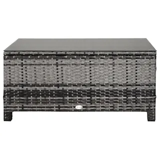 Garten Beistelltisch Couchtisch Gartentisch Balkontisch Polyrattan Grau 85 X 50 X 39 Cm