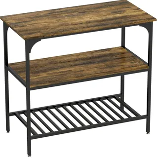 Beaok Standregal Küchenregal 100/50/90 cm mit 3 Ebenen in Rustikalbraun und Schwarz , Braun , Holz , 100x90x50 cm , Küchen, Küchenmöbel
