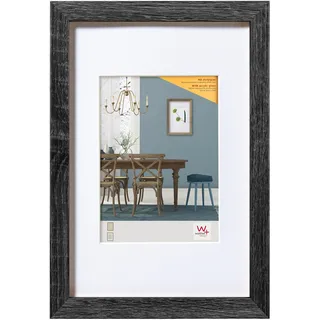 walther + design walther design Bilderrahmen dunkelgrau 40 x 60 cm mit Kunstglas und Passepartout Fiorito Holzrahmen EFX460D