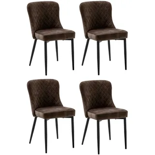 MCA Furniture 4-Fußstuhl »ABOSHI Esszimmerstuhl (4er Set)« (Set) 4 Stk.Taschenfederkern, Metall schwarz,Vintage-Veloursoptik,belastbar 120 kg MCA furniture olive + schwarz,