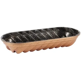 serenk Fun Cooking Baton Brotbackform, Kastenkuchenform mit A+ Antihaft-Granitbeschichtung, Aluminium-Druckguss, Gold, 34 x 14 cm, Made in Türkiye
