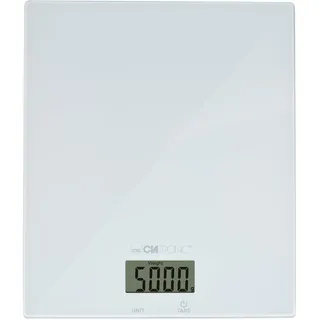 Clatronic Clatronic® Küchenwaage digital | hohe Präzision | 1g Schritte | bis zu 5kg | Zuwiegefunktion | stabiles Glas | gr, lb:oz, ml + Cup Einheit | digitale Küchenwaage | Waage Küchenwaage KW 3820 weiß