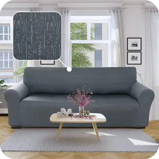 Deconovo Sofabezug elastische Sofahusse Wohnzimmer rutschfest Sofahülle Stretch Dekorativer Sofabezug Sofa Schutzhülle Schonbezug Soft Sofaschoner Möbelschutz, Grau, 185 * 83 * 89cm, 3-Sitzer