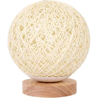 Wiederaufladbare LED-Nachttischlampe aus Rattan mit USB-Anschluss, natürlicher Lampenschirm, Schlafzimmerdekoration (beige)