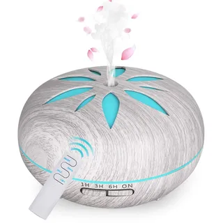 GeeRic Aroma Diffuser 550ML Luftbefeuchter mit Timer Ultraschall Vernebler,Raumbefeuchter Aromatherapie Öle Duftlampe mit 7 Farben LED Leichte Holzmaserung