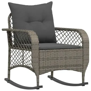 vidaXL Garten-Schaukelstuhl Mit Kissen Grau Poly Rattan , Kunststoff , Rechteckig , 75x75x67 cm , Gartenmöbel, Gartensessel, Gartenstühle